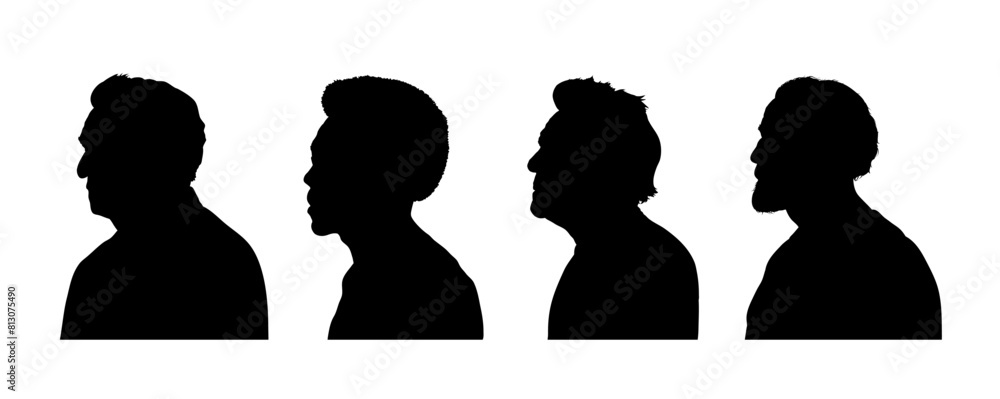 Set of silhouette of an old man, old man - vector illustration Stock ...