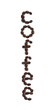 Coffee word made from coffee beans on white