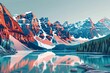 This artistic paper cutout captures the early morning hues reflecting off Moraine Lake, surrounded by majestic peaks.