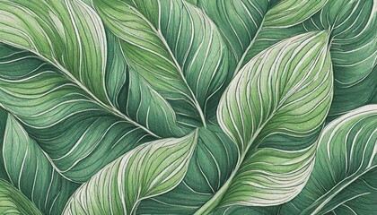 Abstract pencil color drawing art of Fiddle Fig plant leaves pattern.tropical nature backgro