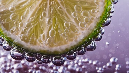 Wall Mural - lime slice in water bubbles 