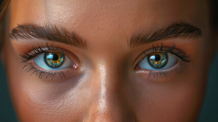 Close-up of green eyes of a beautiful young girl with dark tanned skin, Human diversity and beauty, inclusion concept