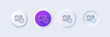 Time and calendar line icon. Neumorphic, Purple gradient, 3d pin buttons. Clock or watch sign. Line icons. Neumorphic buttons with outline signs. Vector