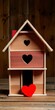 wooden house with red heart