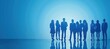 © MADGALLERY - business people and women future technology silhouettes in blue suits standing together, future technology