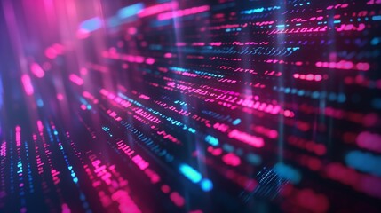 Wall Mural - neon-lit hacker code background, ideal for tech graphics.
