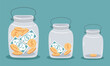 Economical crisis reduce savings isolated concept. Vector flat graphic design illustration