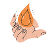 Hand arm holding fire flame isolated concept. Vector flat graphic design illustration