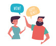 People friends getting good news concept. Vector flat graphic design illustration