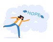 Hope and dream fly away lost and despair isolated concept. Vector flat graphic design illustration