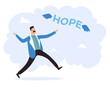 Hope and dream fly away lost and despair isolated concept. Vector flat graphic design illustration