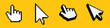 Click cursor 3d icon. Computer mouse pointer vector arrow and hand