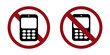 mobile phone ban prohibit icon. Not allowed smart phones