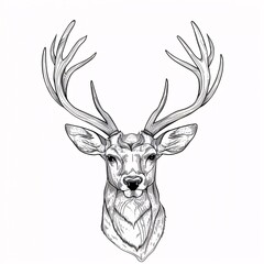 Wall Mural - Realistic Deer Head Illustration