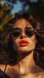 © JM_GUERRERO - A woman with long brown hair and red lipstick is wearing sunglasses