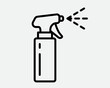 Clean icon of fluid spray in cleaning bottle aerosol. Sign tool for water gas nozzle, disinfection, hygiene spatter.