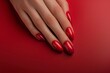 Fashionable Nails with Red Polish