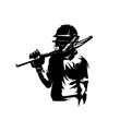 Cricket player, batsman, isolated vector silhouette