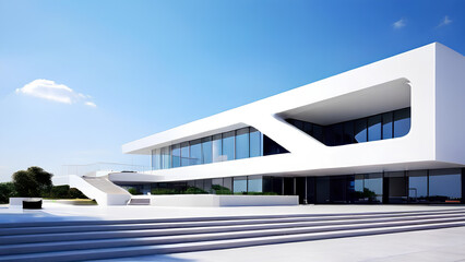 Wall Mural - Modern Architectural Elegance - Contemporary White Building in Urban Landscape