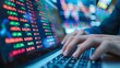 © Plaifah - A close-up shot of a stock market trader's hands typing on a keyboard, executing trades with speed and precision.