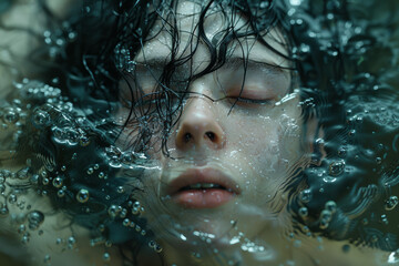 Wall Mural - the sensation of being consumed by your own thoughts and emotions, unable to break free from their g