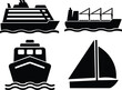 ship and boat icon in flat style set. water transport symbol. vessels for travel and transportation. isolated on transparent background vector image for apps or website clipart design template