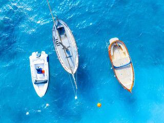 Wall Mural - drone view of a motor boats. sea transportation. vacation and holidays. summer time for sea travel. 