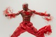 © gearstd - Red-painted man in martial arts pose explosion