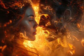 Wall Mural - mystical and engaging, this abstract image showcases a vibrant dance of orange and golden flames, we