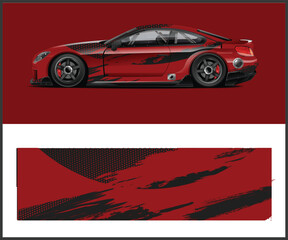 Wall Mural - Car wrap racing livery vector. Abstract stripe racing background for pickup truck