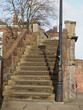 Steps on the the city walls from the riverside in Chester u#UK
