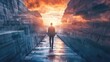 © Ahtesham - Business man walking through career path realistic hyperrealistic