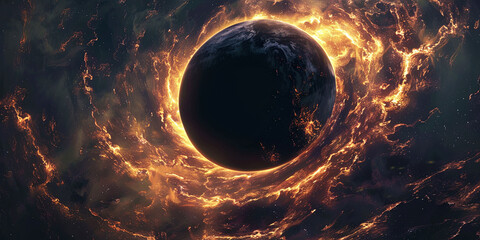 Sticker - a black planet with a hole in the middle of it