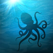 Octopus floating in ocean deep