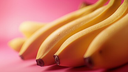 Wall Mural - Banana fruit close up on pink background 