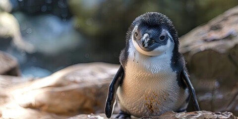 Wall Mural - photo of cute baby penguin 