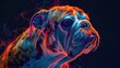 Dog bulldog. Abstract, neon portrait of an bulldog. Generative Ai