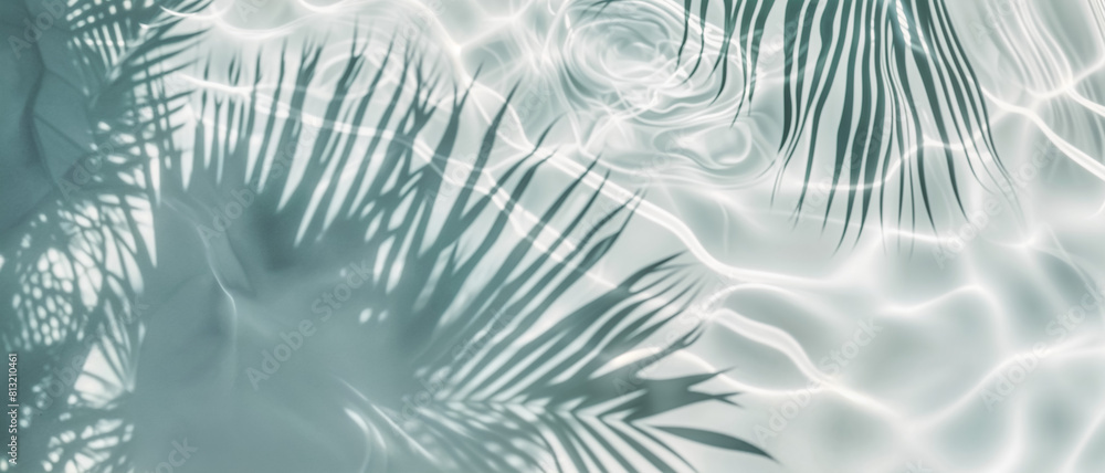 Palm Fronds Cast Shadows on Rippling Water Surface. Abstract Textured ...