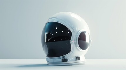 Wall Mural - sleek futuristic space helmet mockup on blank background 3d rendering