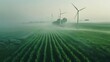 © Bijac - windmill turbines in natural field generating green hydrogen from air and water sustainable nitrogen fertilizer production renewable energy concept