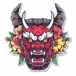 oni mask with flowers