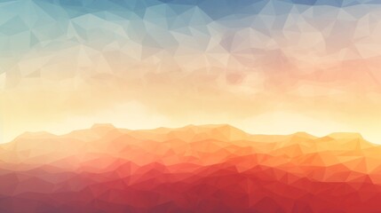 Wall Mural - A low poly style imitation background with geometric shapes in vibrant colors, featuring a mountain in the backdrop