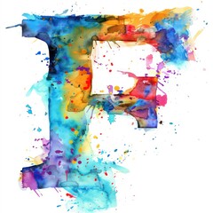 F letter watercolor painting on a white background