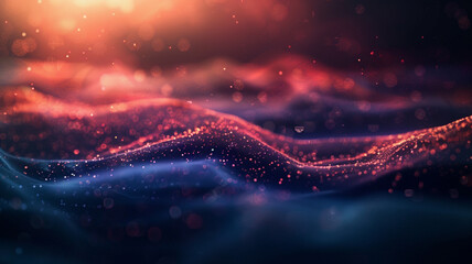 Wall Mural - abstract background with orange dark blue glowing neon lines and bokeh lights.Digital technology concept.