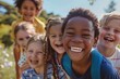 © Igor - Portrait of smiling african american boy with friends in park