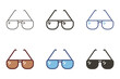 Sunglasses icon. Vector graphic elements in different styles. Sunglass summer fashion accessory