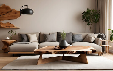 Wall Mural - A living room with a couch and a table