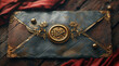 © kiberstalker - Medieval, luxury, closed letter with seal, beautiful and royal classic card. Elegant envelope sealed with a gold seal