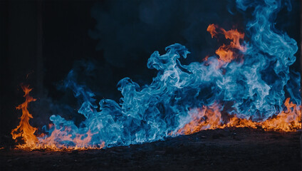 Wall Mural - Wallpaper image of burning blue flames 3