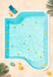 top view flat lay background of swimming pool